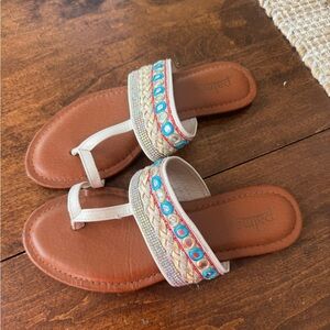 Palms Women's Brown and Cream Embellished Sandals